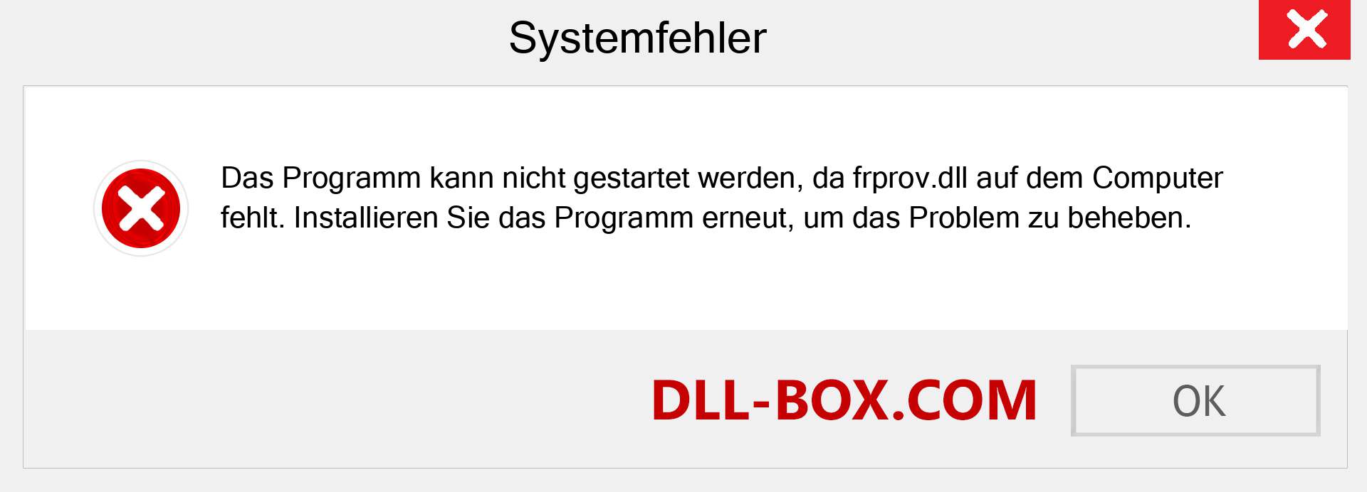 frprov.dll-Datei fehlt?. Download für Windows 7, 8, 10 - Fix frprov dll Missing Error unter Windows, Fotos, Bildern